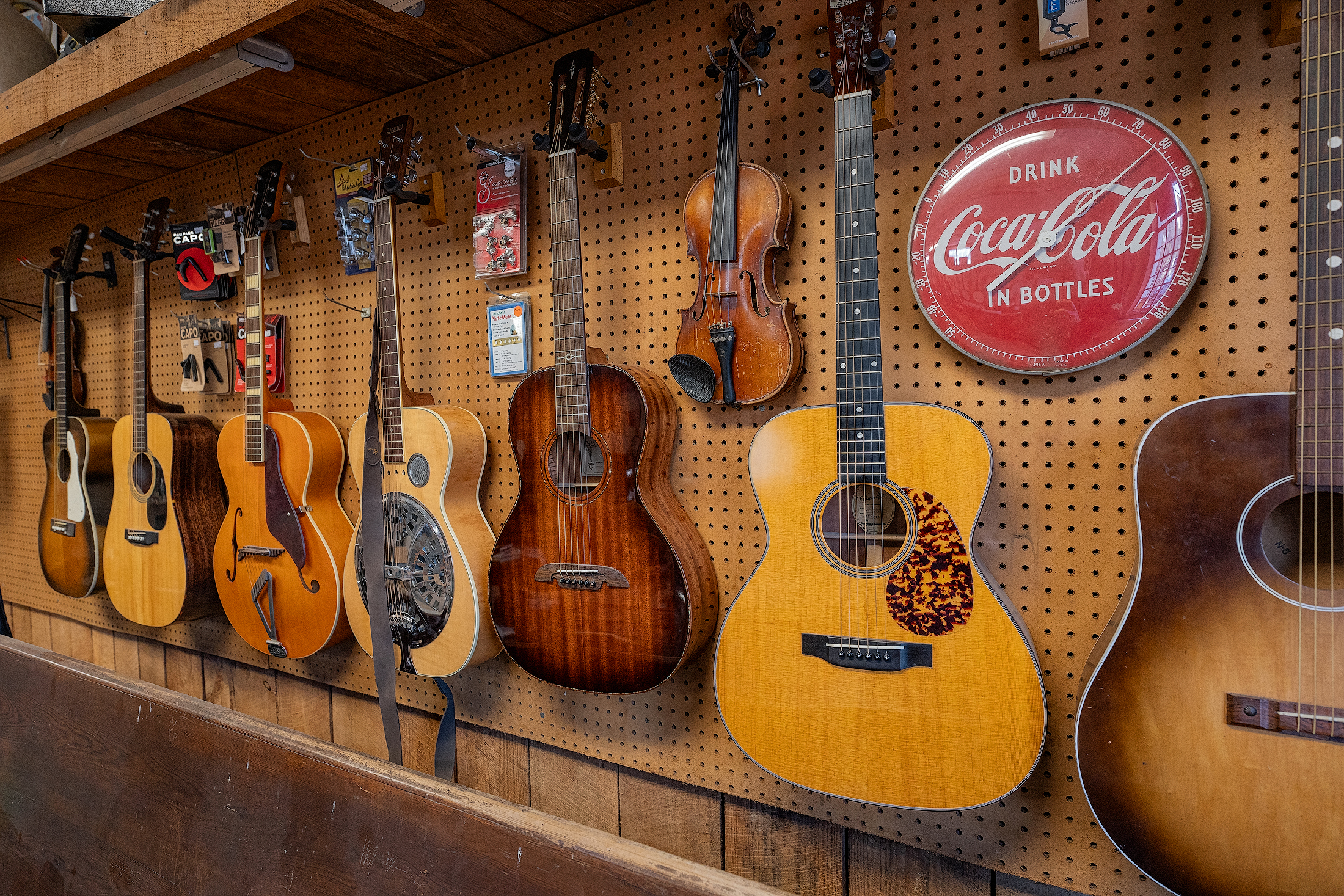 Guitars displayed at Webb Music Shop